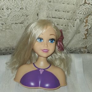Blonde Hair Styling Doll Head with Purple Top